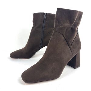 Nordstrom Rack Women's Bootie Naja Brown Square Toe Flared Block Heel Size 5.5